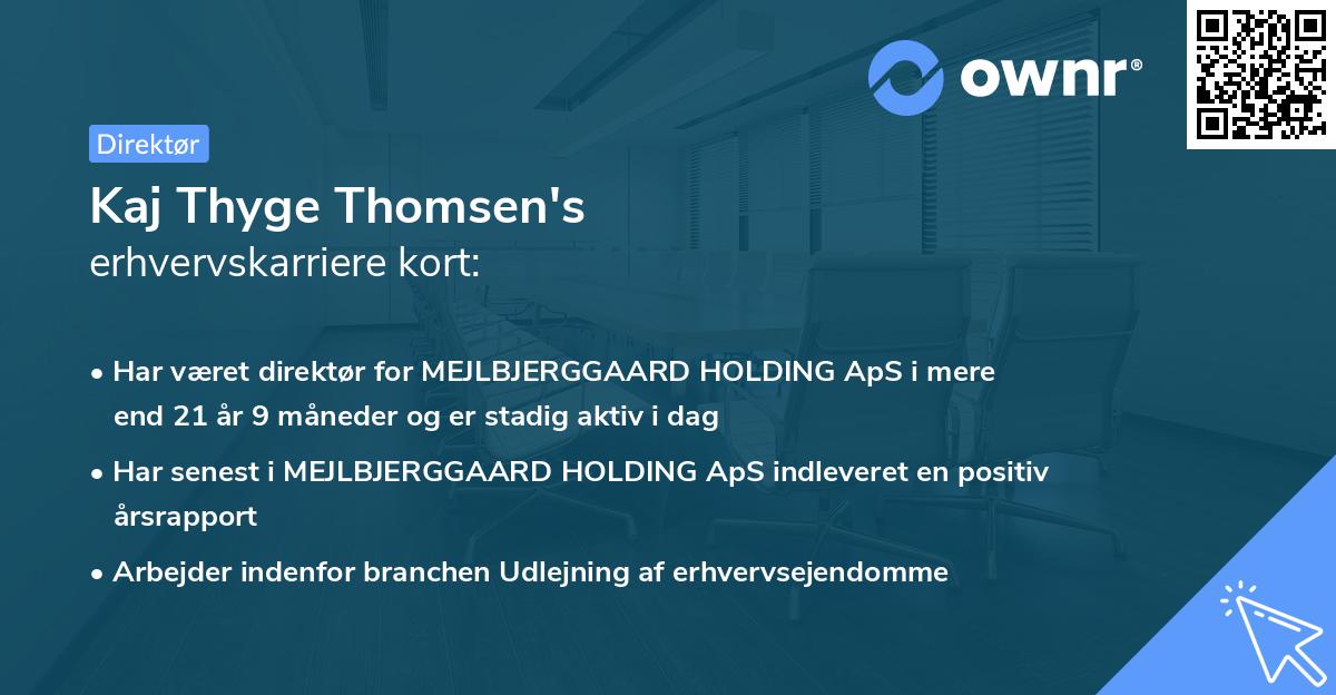 Kaj Thyge Thomsen's erhvervskarriere kort