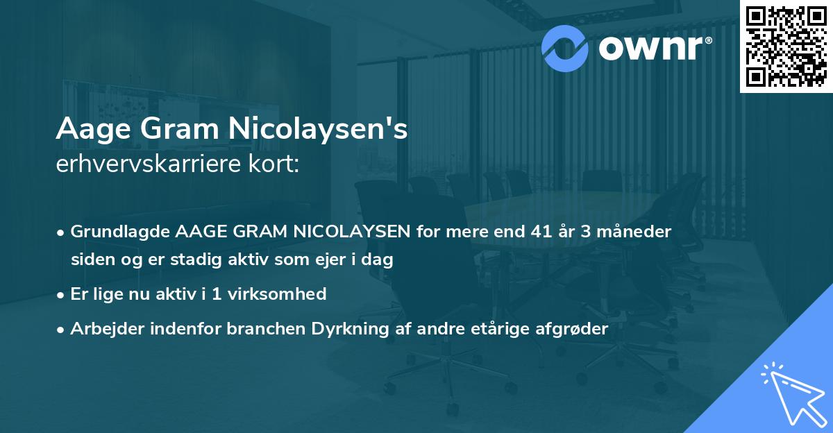 Aage Gram Nicolaysen's erhvervskarriere kort