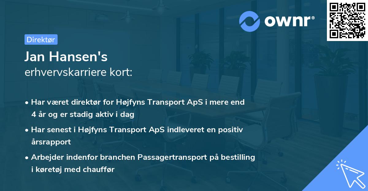Jan Hansen's erhvervskarriere kort