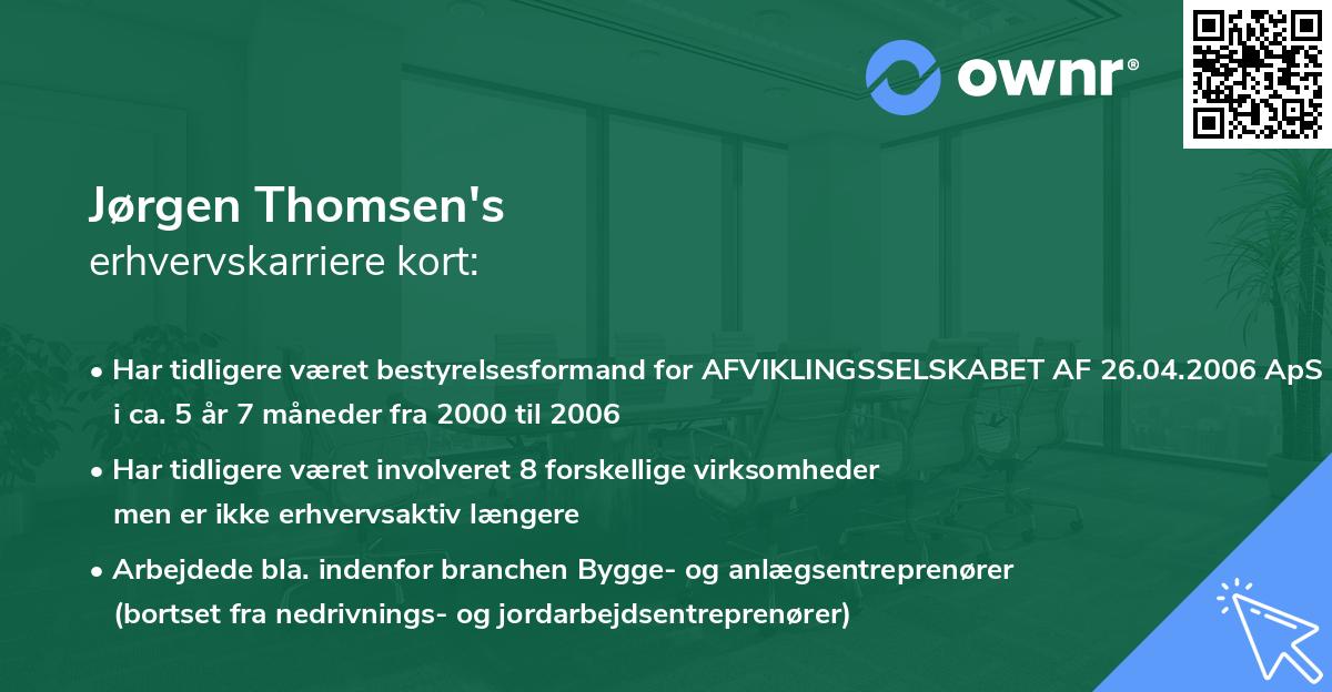 Jørgen Thomsen's erhvervskarriere kort