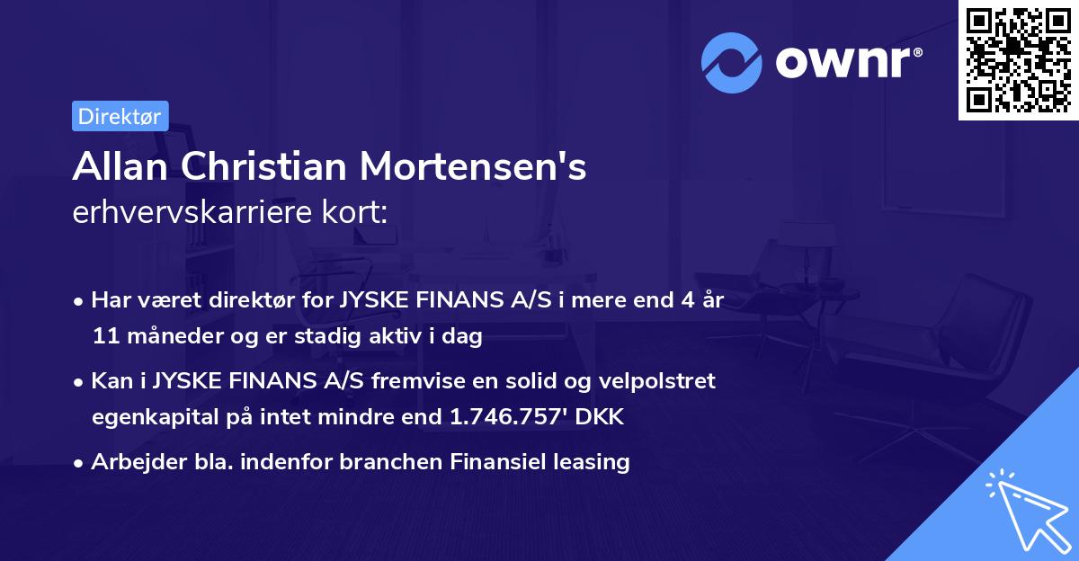 Allan Christian Mortensen's erhvervskarriere kort