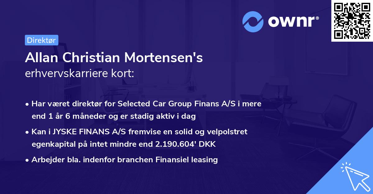 Allan Christian Mortensen's erhvervskarriere kort