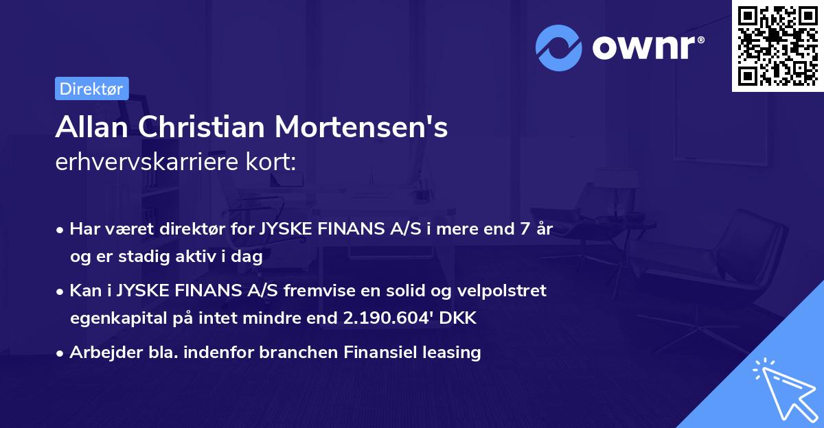 Allan Christian Mortensen's erhvervskarriere kort