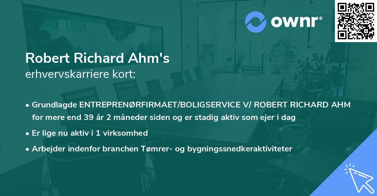 Robert Richard Ahm's erhvervskarriere kort