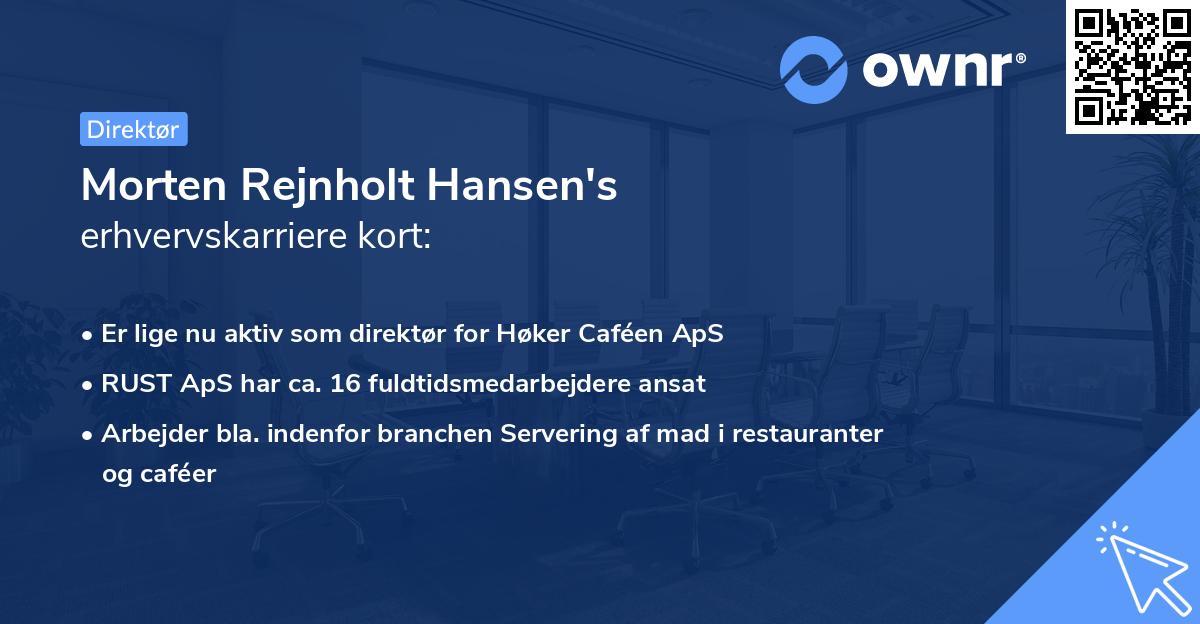 Morten Rejnholt Hansen's erhvervskarriere kort