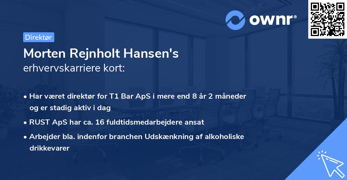 Morten Rejnholt Hansen's erhvervskarriere kort