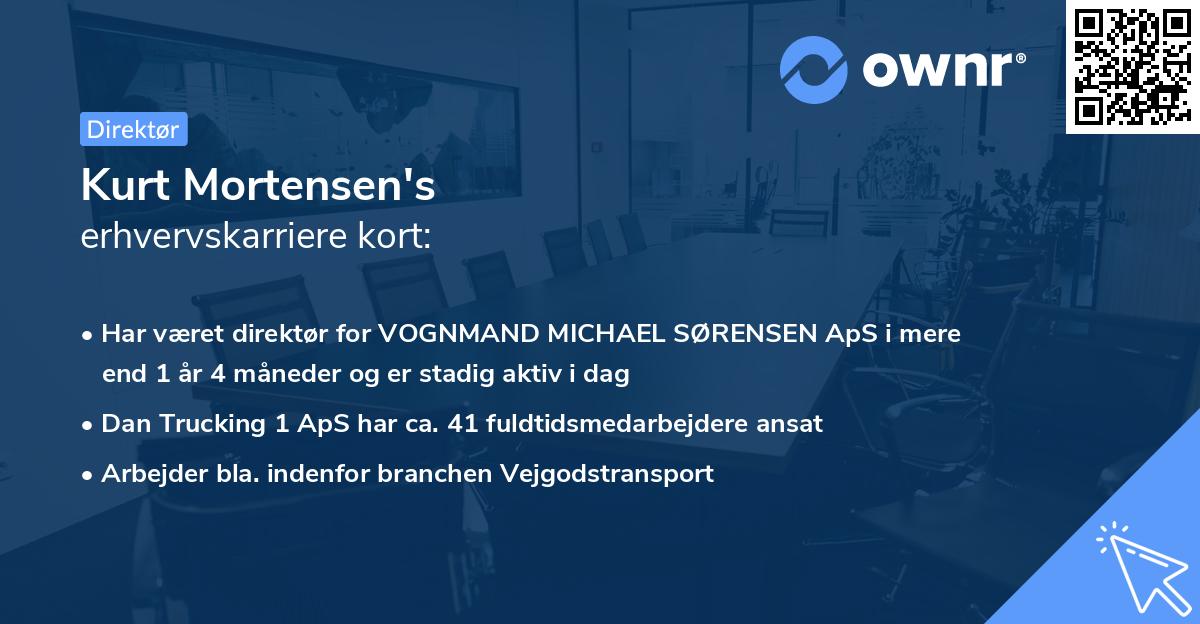 Kurt Mortensen's erhvervskarriere kort