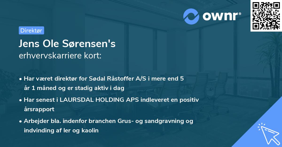 Jens Ole Sørensen's erhvervskarriere kort