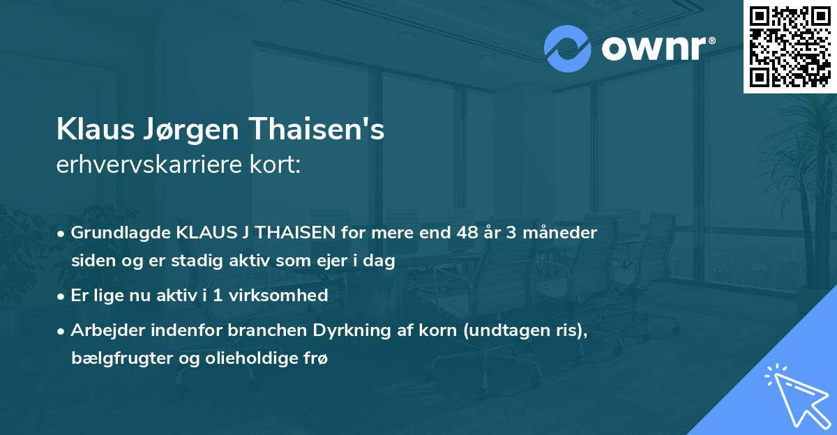 Klaus Jørgen Thaisen's erhvervskarriere kort