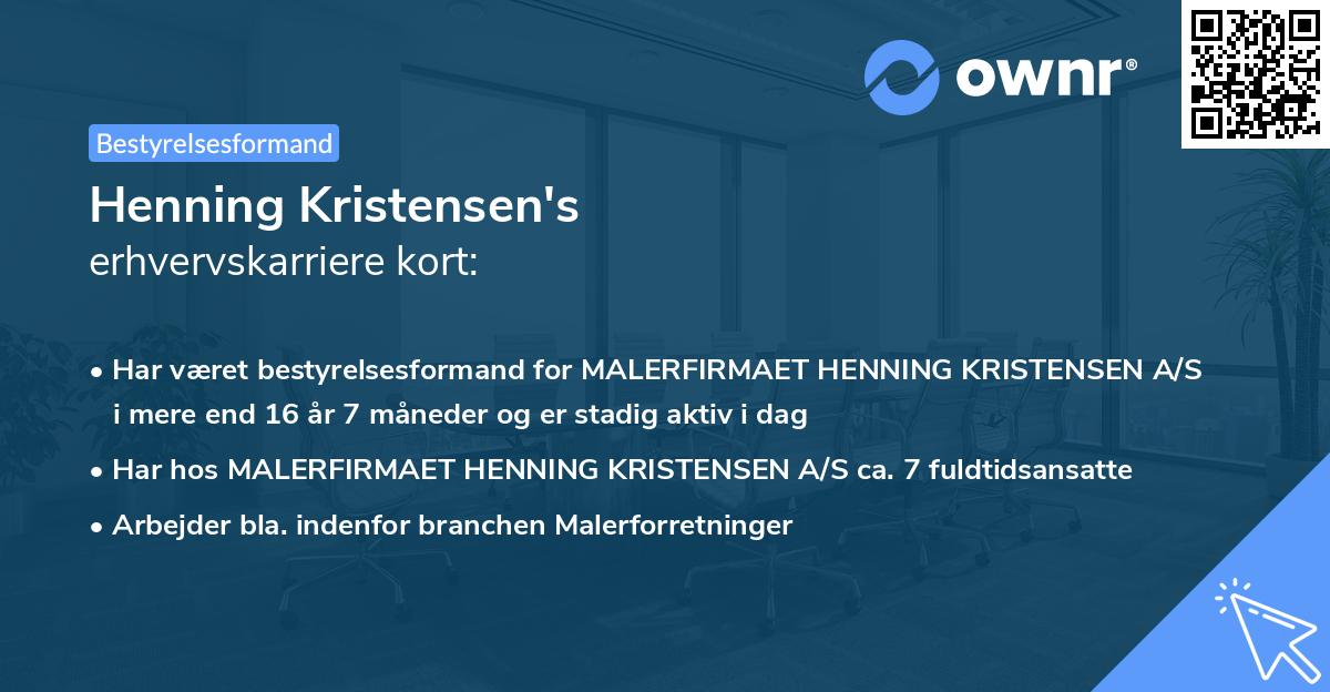 Henning Kristensen's erhvervskarriere kort