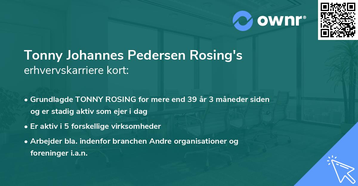 Tonny Johannes Pedersen Rosing's erhvervskarriere kort