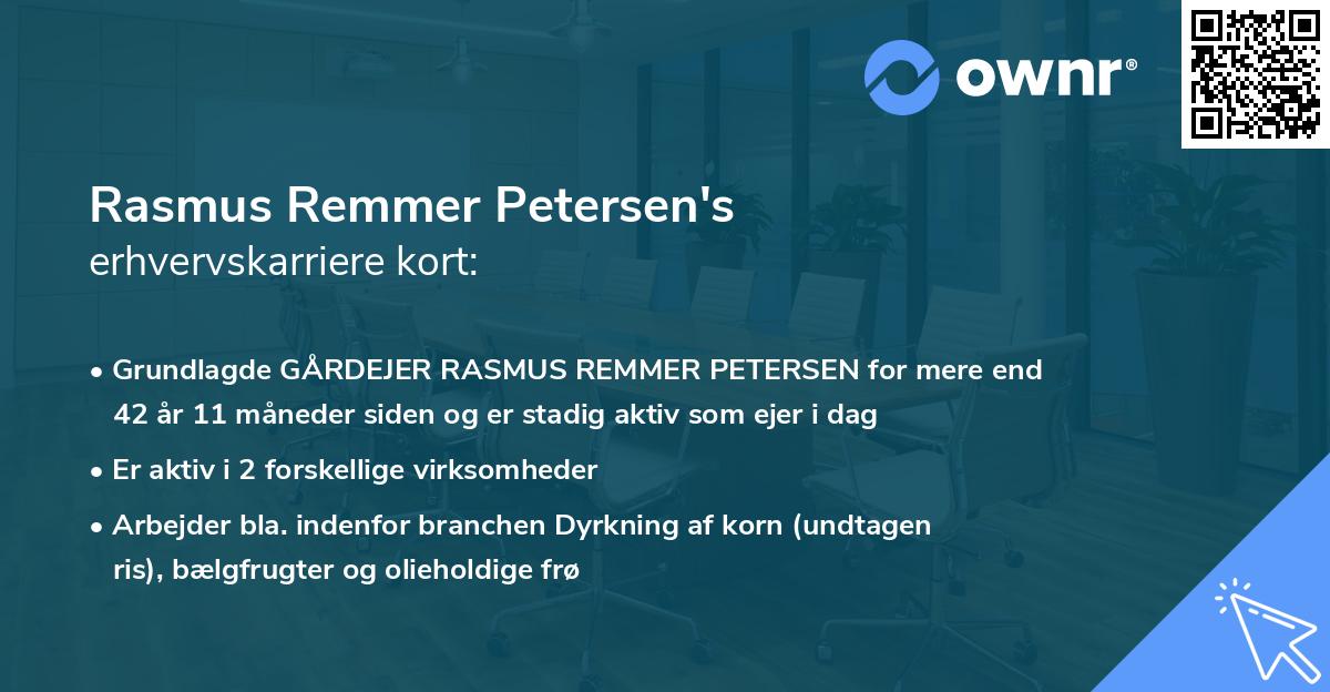 Rasmus Remmer Petersen's erhvervskarriere kort