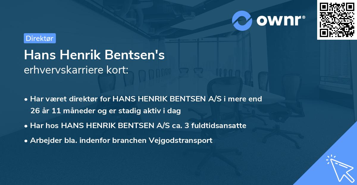 Hans Henrik Bentsen's erhvervskarriere kort