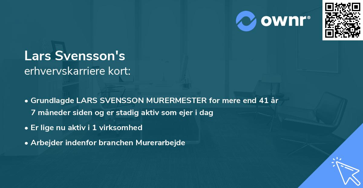Lars Svensson's erhvervskarriere kort