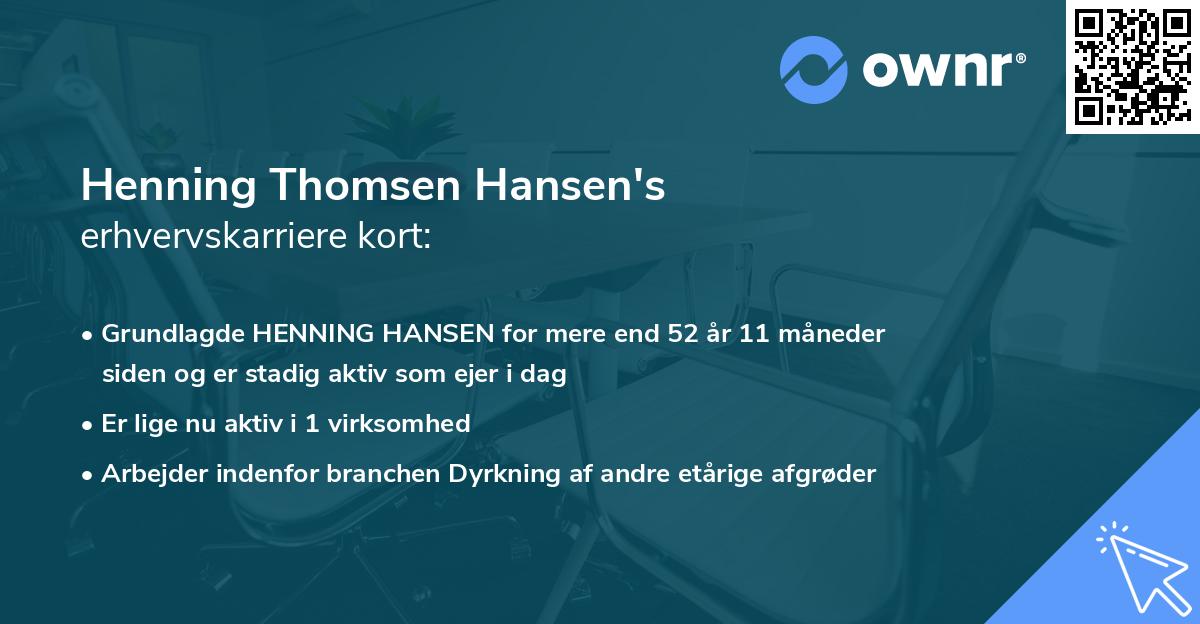 Henning Thomsen Hansen's erhvervskarriere kort