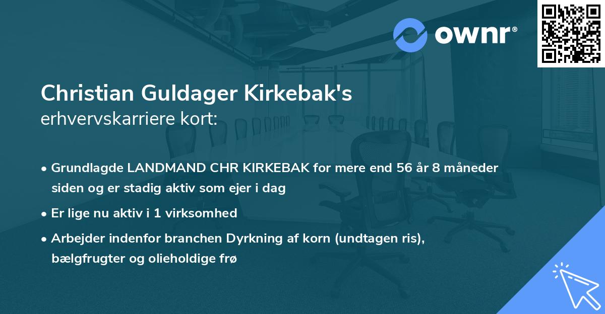 Christian Guldager Kirkebak's erhvervskarriere kort