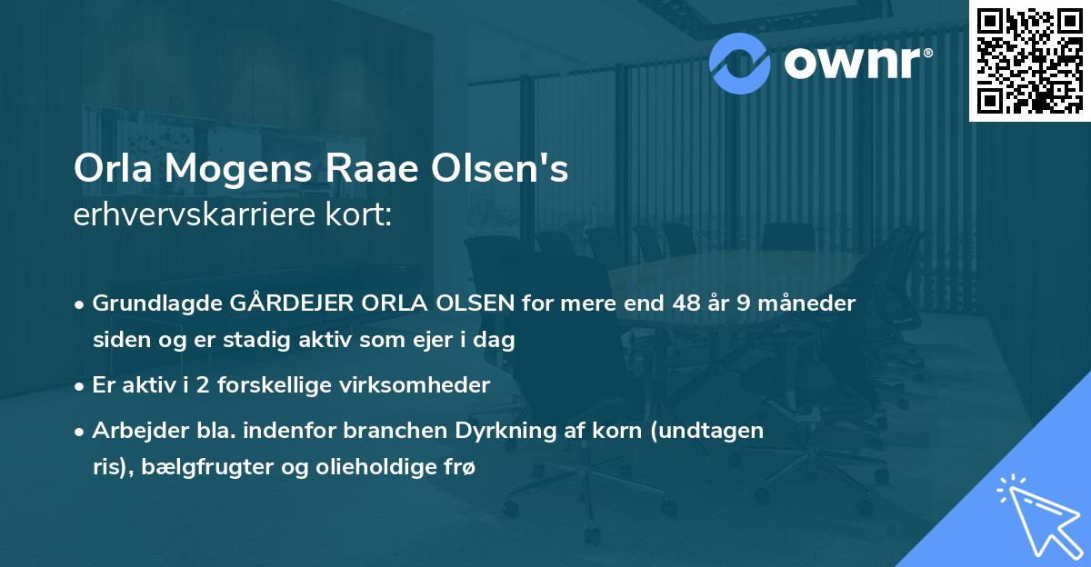 Orla Mogens Raae Olsen's erhvervskarriere kort