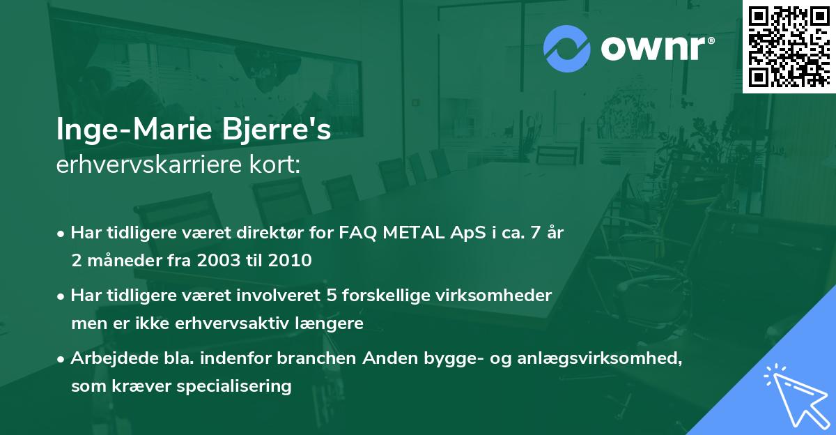 Inge-Marie Bjerre's erhvervskarriere kort