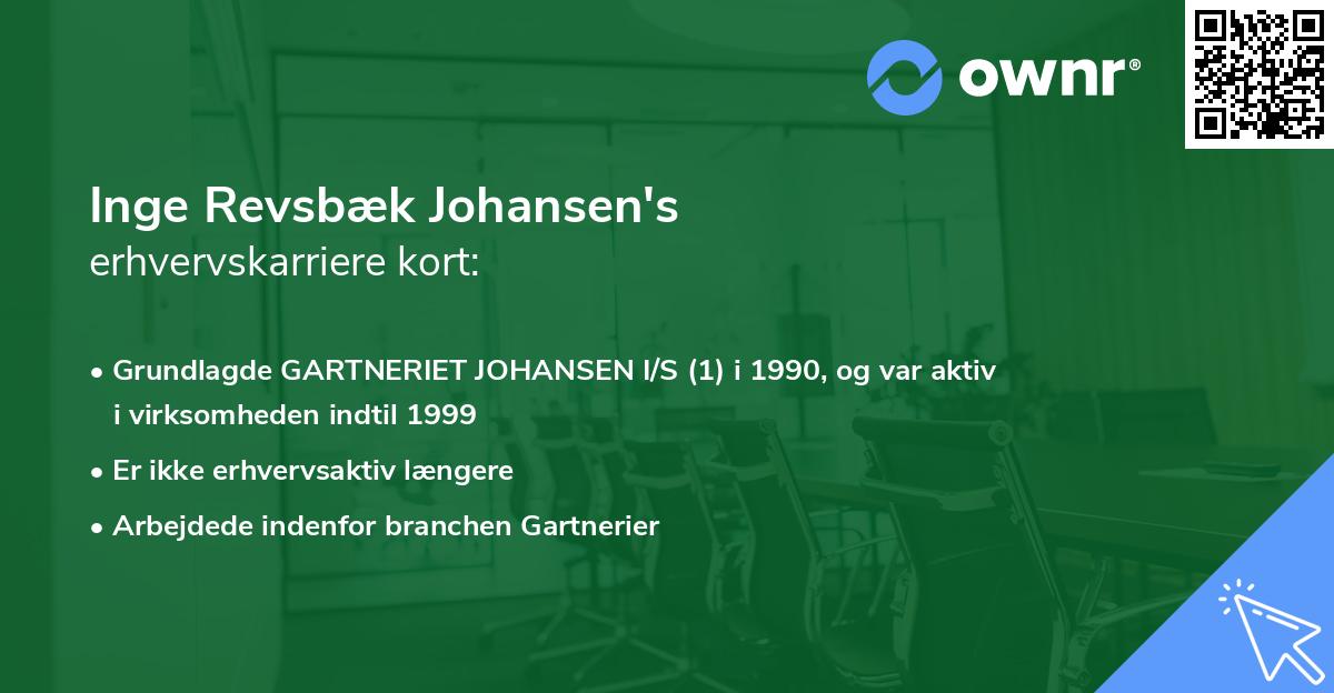 Inge Revsbæk Johansen's erhvervskarriere kort