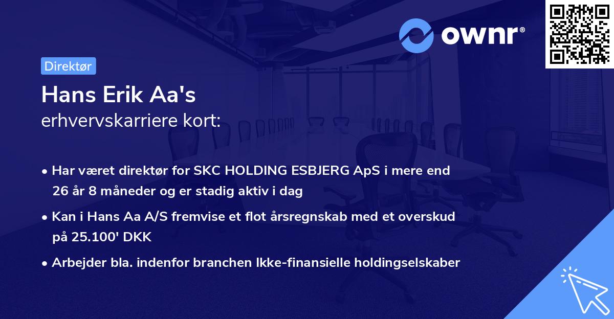 Hans Erik Aa's erhvervskarriere kort