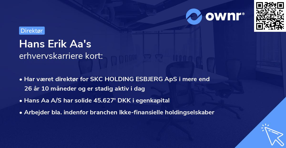 Hans Erik Aa's erhvervskarriere kort