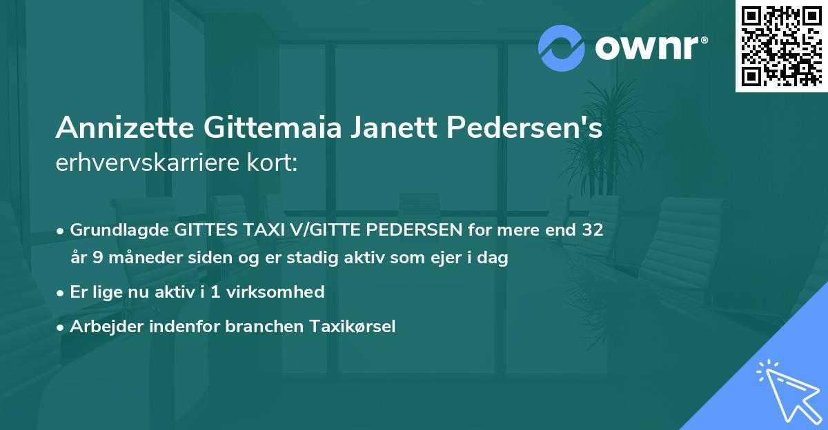 Annizette Gittemaia Janett Pedersen's erhvervskarriere kort