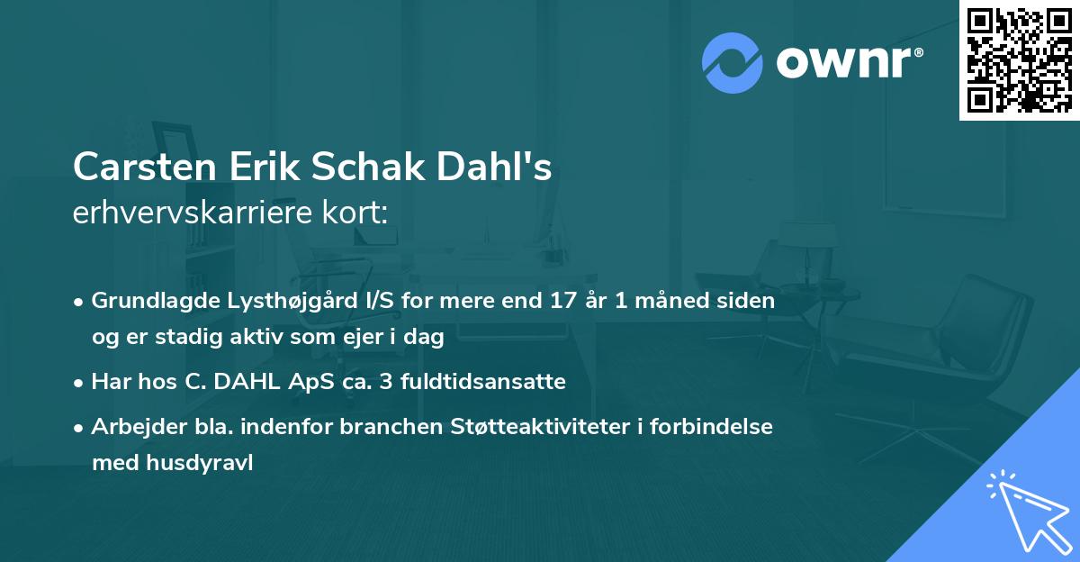 Carsten Erik Schak Dahl's erhvervskarriere kort
