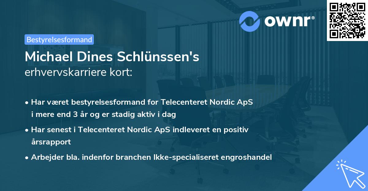 Michael Dines Schlünssen's erhvervskarriere kort