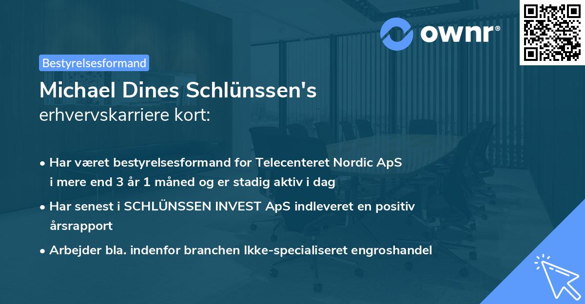 Michael Dines Schlünssen's erhvervskarriere kort