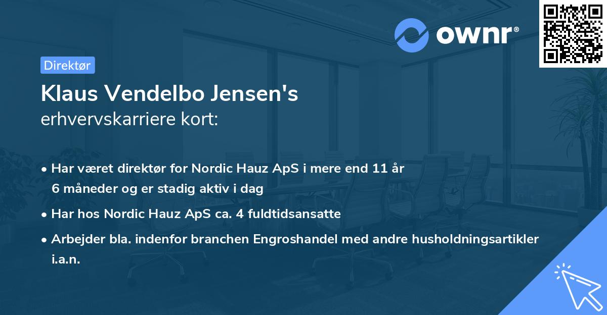 Klaus Vendelbo Jensen's erhvervskarriere kort
