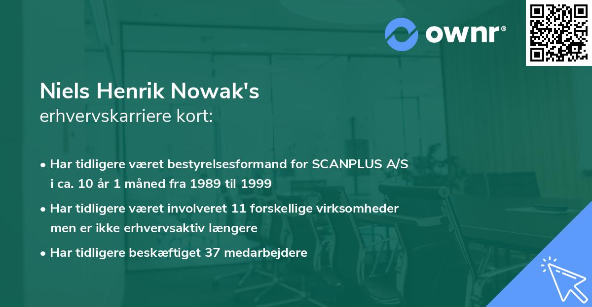 Niels Henrik Nowak's erhvervskarriere kort