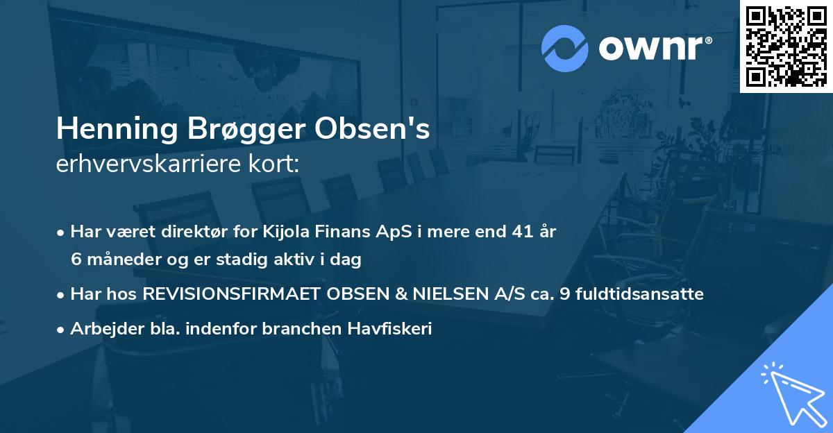 Henning Brøgger Obsen's erhvervskarriere kort