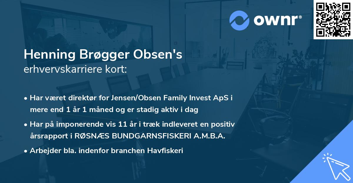 Henning Brøgger Obsen's erhvervskarriere kort