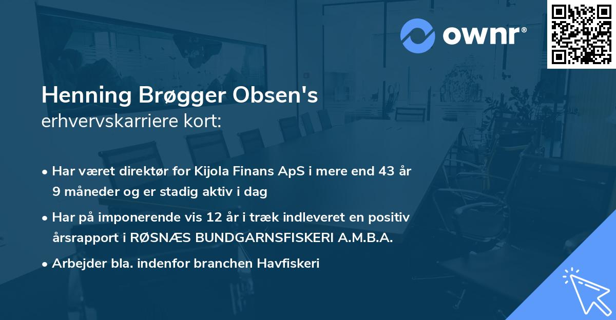 Henning Brøgger Obsen's erhvervskarriere kort