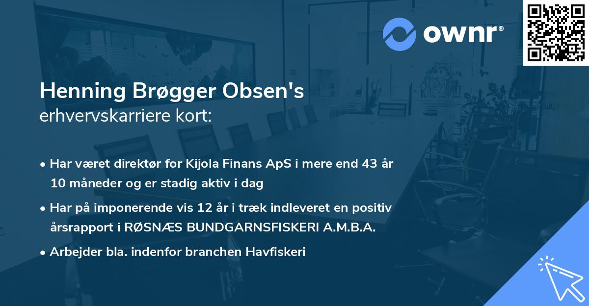 Henning Brøgger Obsen's erhvervskarriere kort