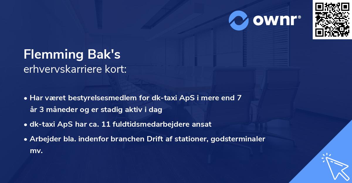 Flemming Bak's erhvervskarriere kort