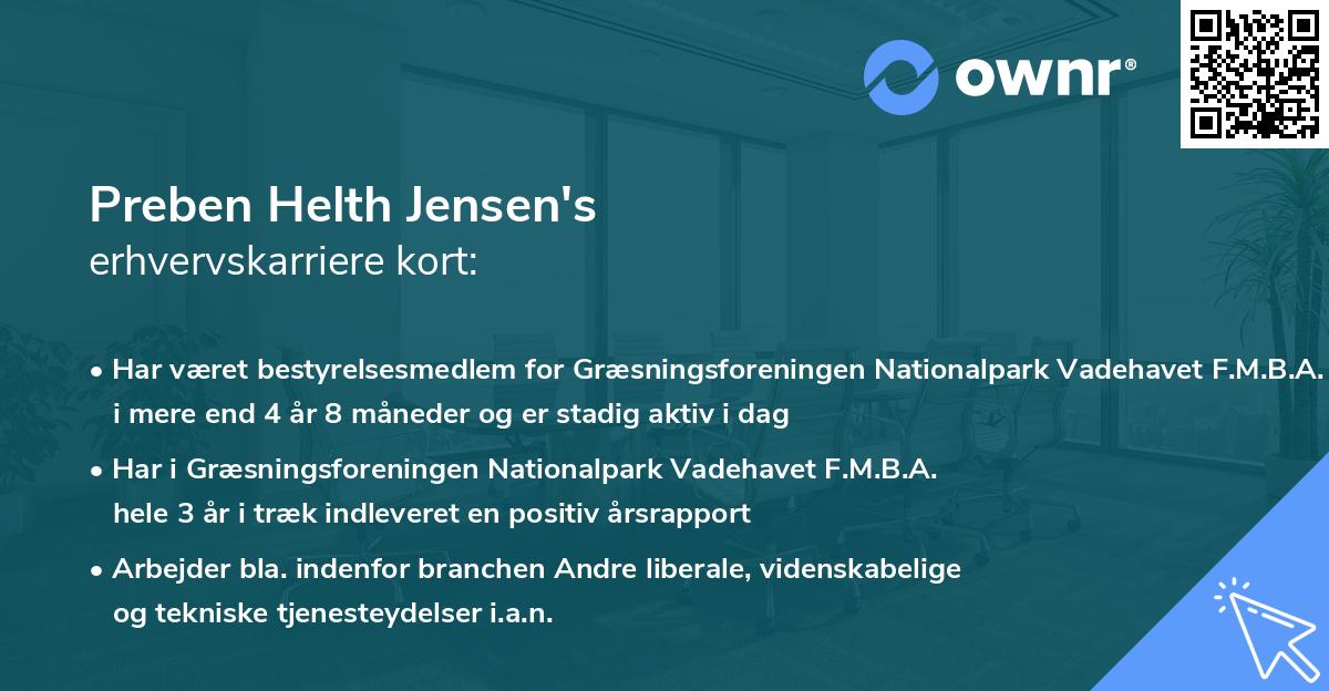 Preben Helth Jensen's erhvervskarriere kort