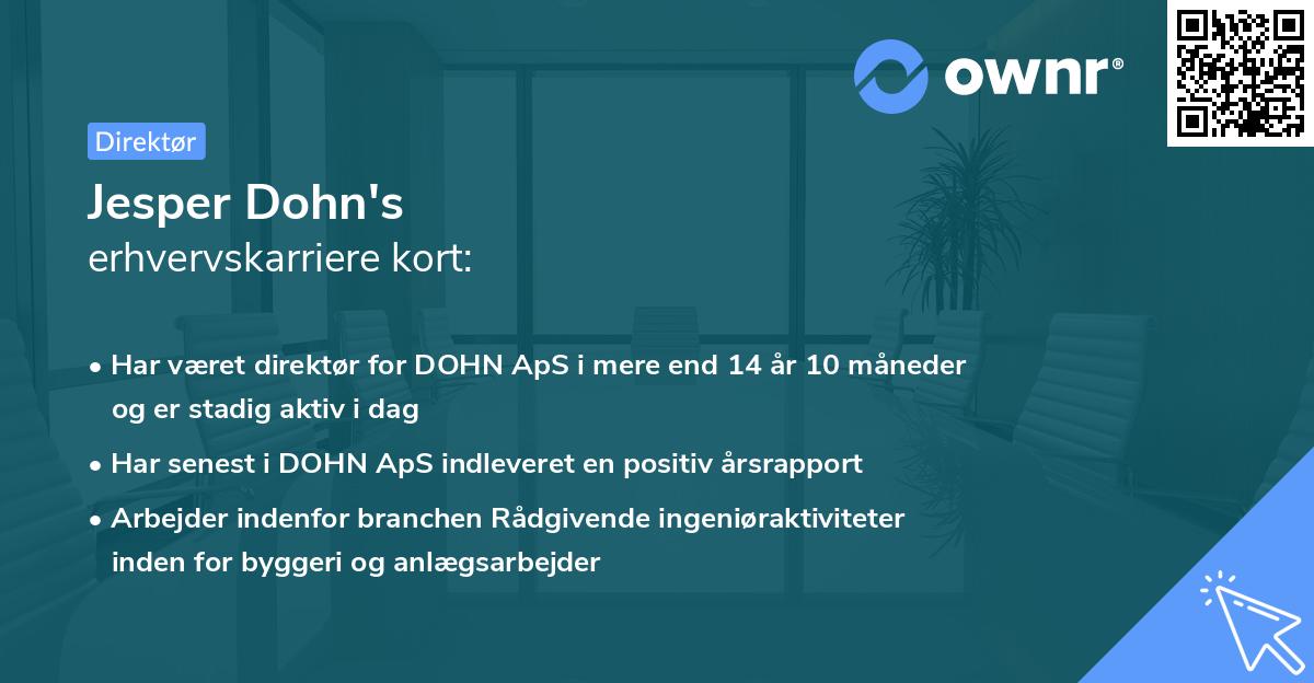 Jesper Dohn's erhvervskarriere kort