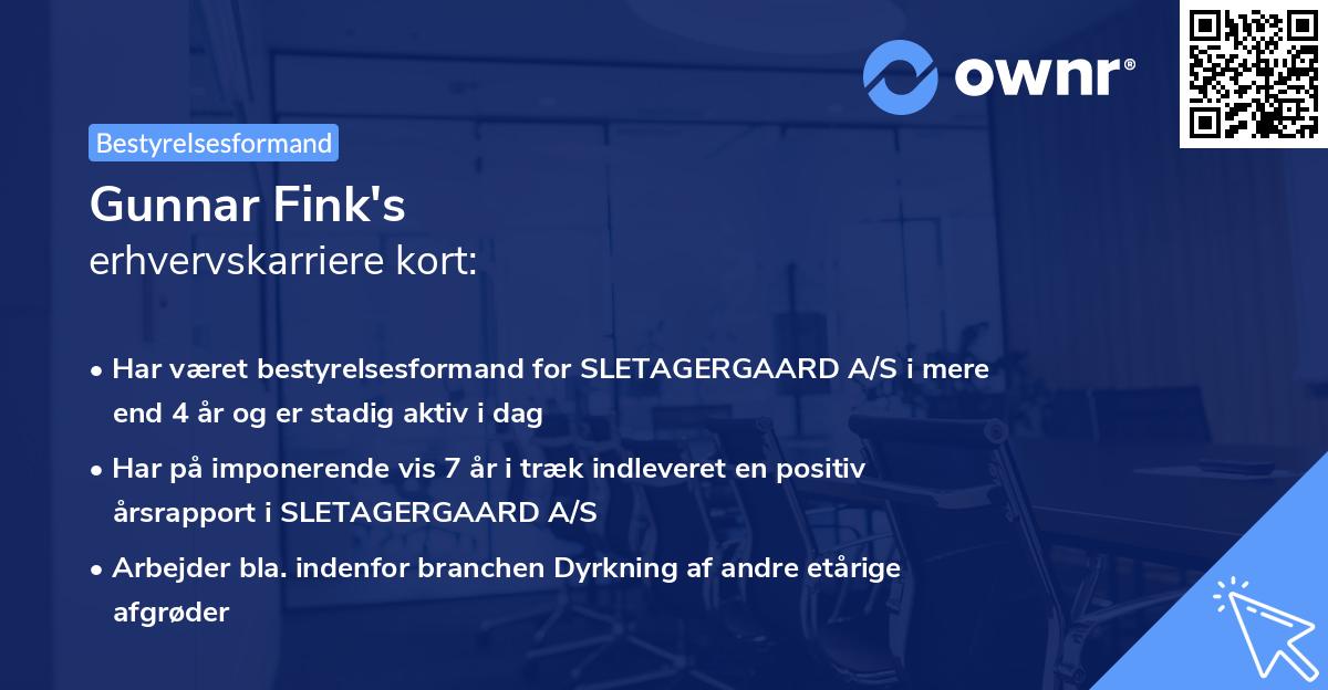 Gunnar Fink's erhvervskarriere kort