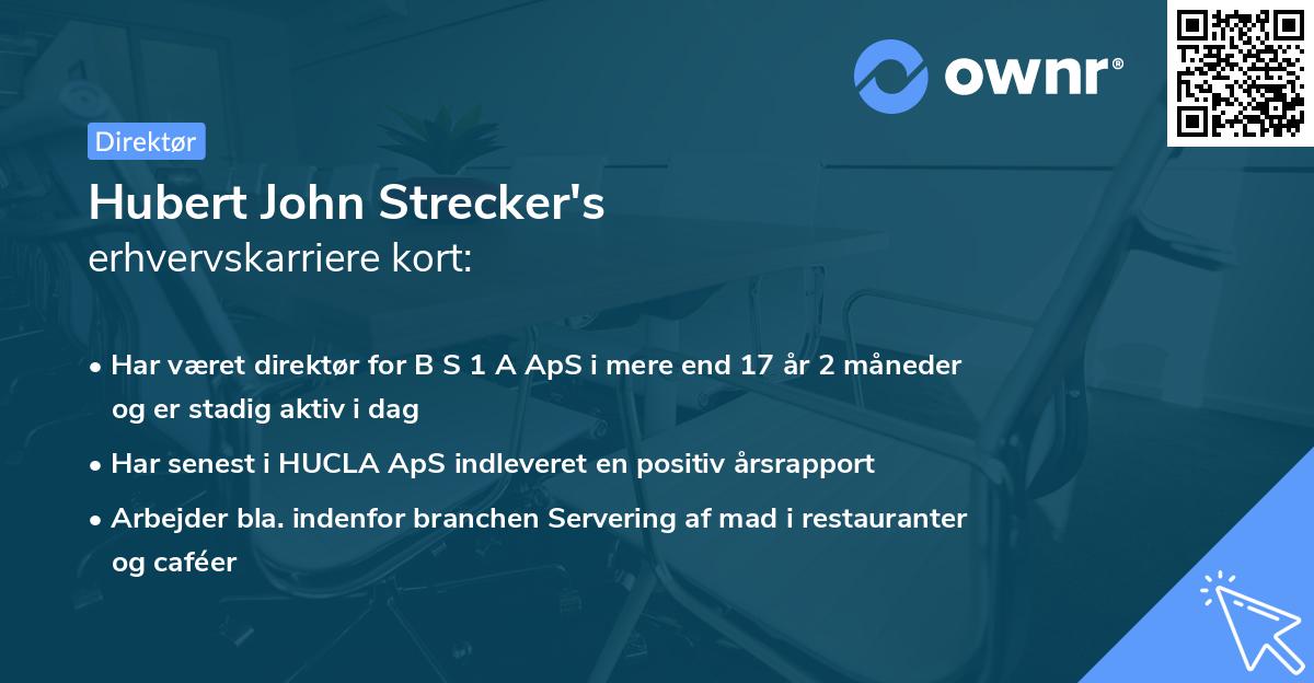 Hubert John Strecker's erhvervskarriere kort