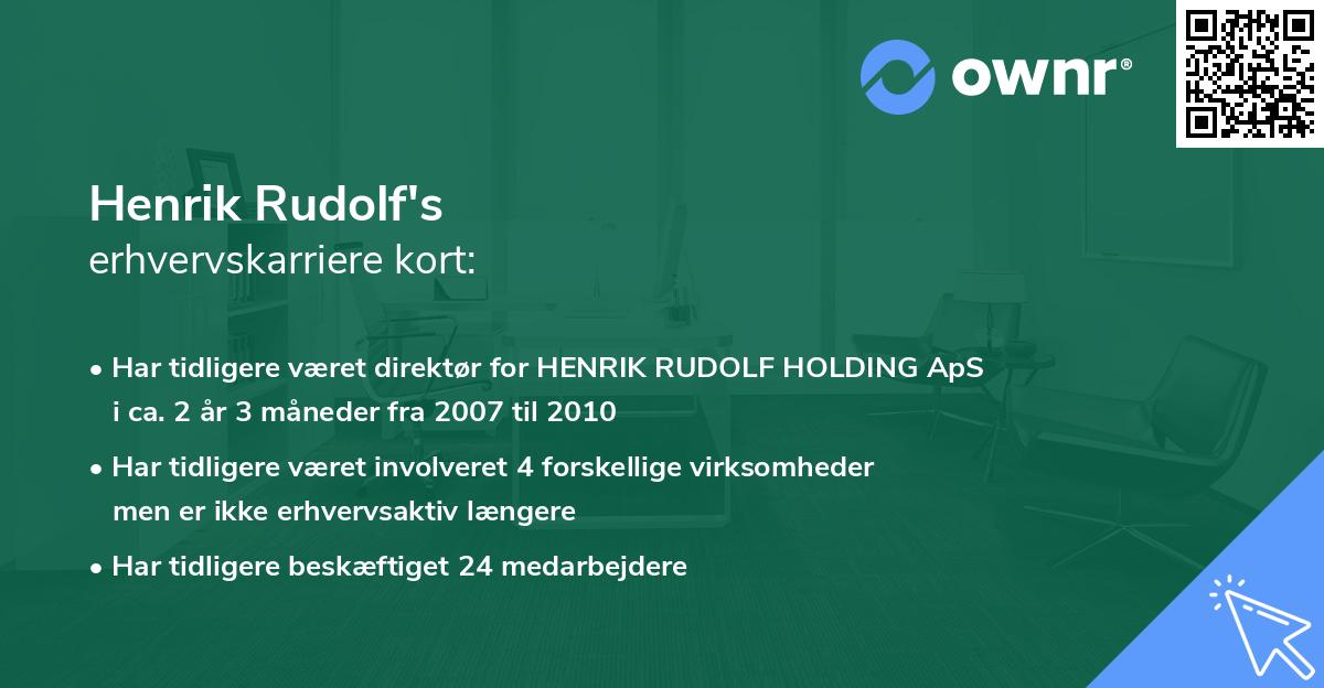 Henrik Rudolf's erhvervskarriere kort