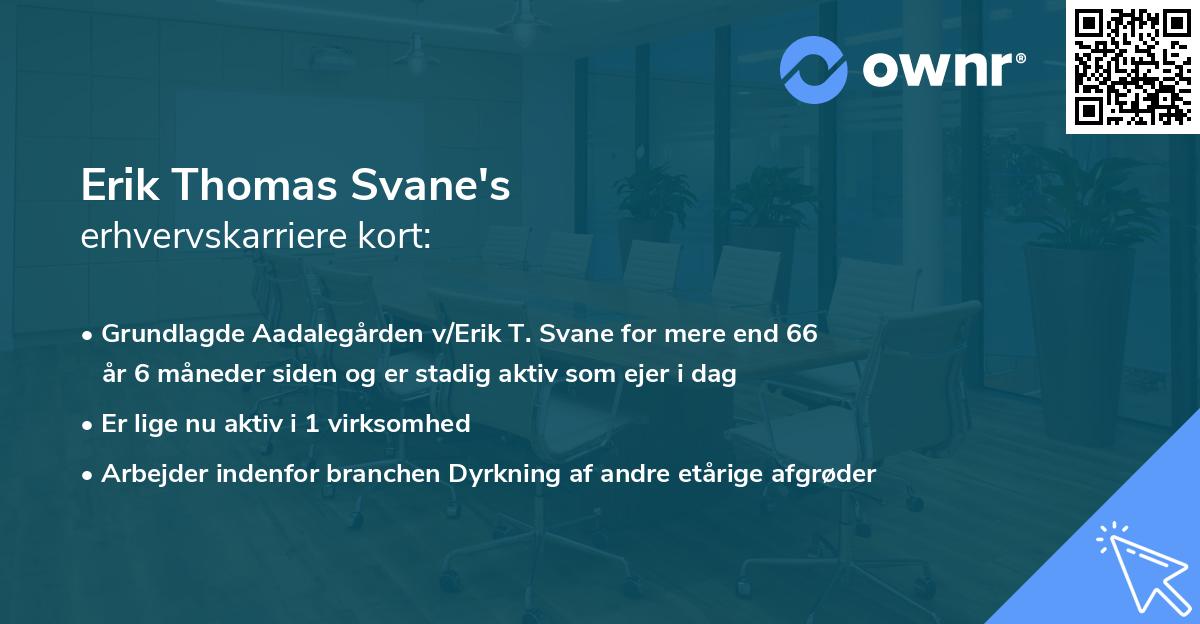 Erik Thomas Svane's erhvervskarriere kort