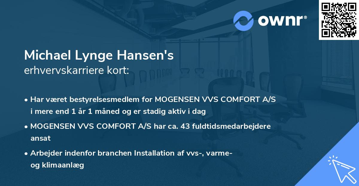 Michael Lynge Hansen's erhvervskarriere kort