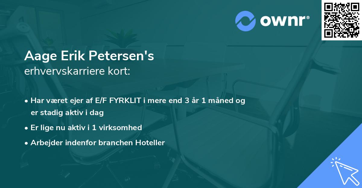 Aage Erik Petersen's erhvervskarriere kort