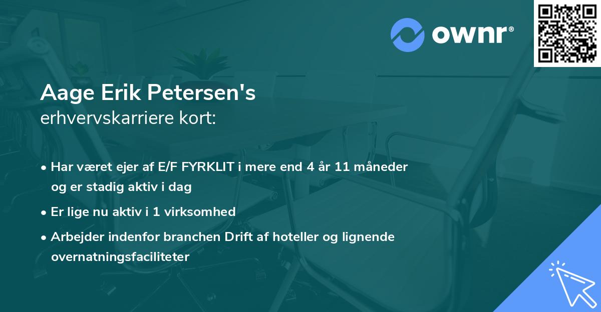 Aage Erik Petersen's erhvervskarriere kort