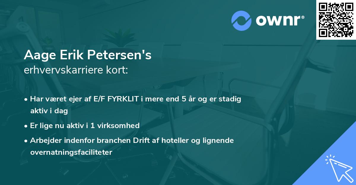 Aage Erik Petersen's erhvervskarriere kort