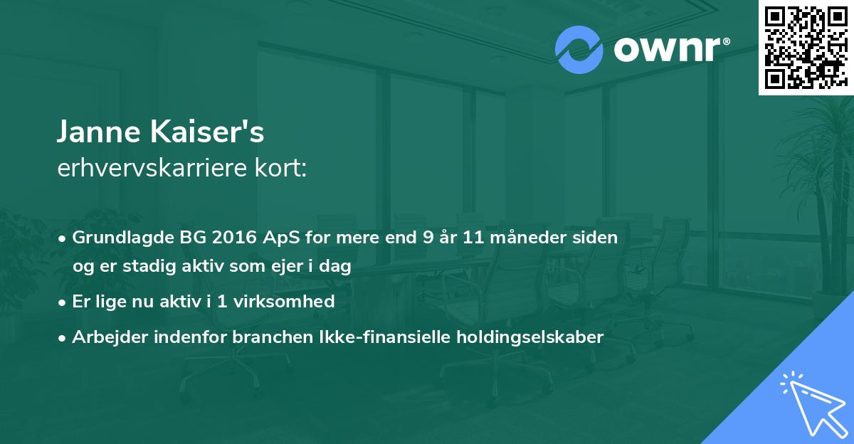 Janne Kaiser's erhvervskarriere kort