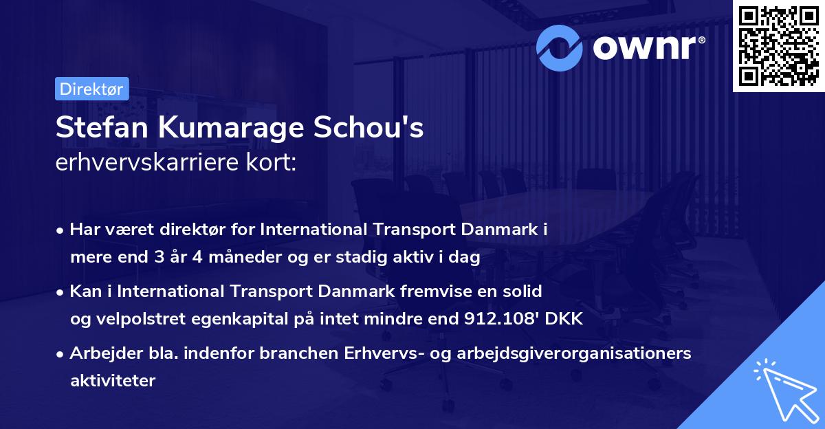 Stefan Kumarage Schou's erhvervskarriere kort