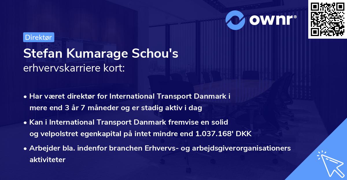 Stefan Kumarage Schou's erhvervskarriere kort