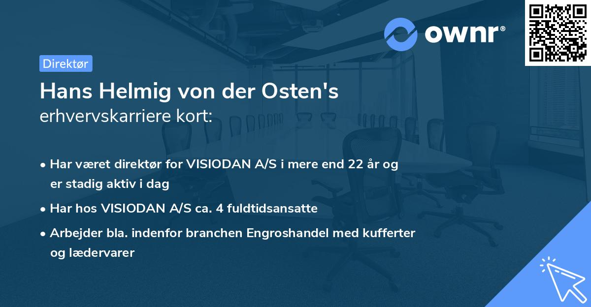 Hans Helmig von der Osten's erhvervskarriere kort